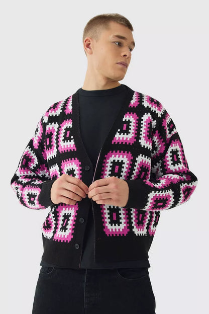 CARDIGAN SQUADRATO OVERSIZE ALL’UNCINETTO