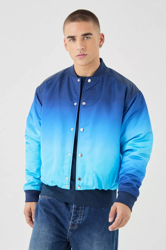 GIACCA BOMBER SFUMATA IN BLU