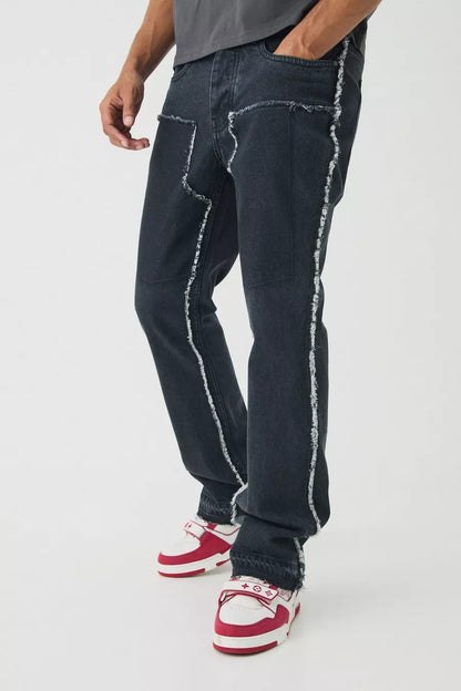 JEANS A ZAMPA STILE CARPENTER SLIM FIT IN DENIM RIGIDO CON SMAGLIATURE