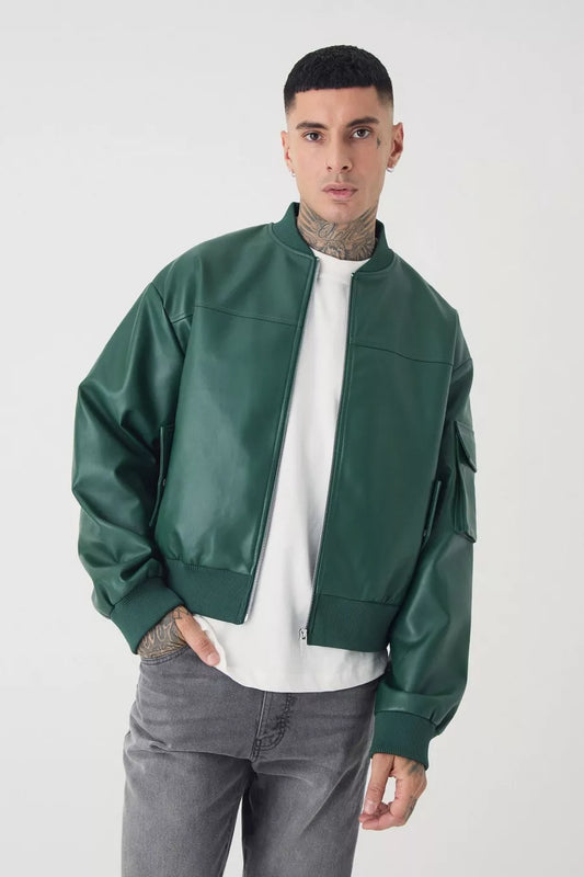 GIACCA BOMBER TALL OVERSIZE IN PU STILE CARGO