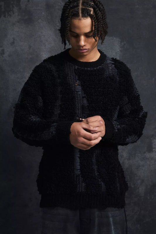 TRIPPIE REDD DROP STITCH TEXTURED BOXY OVERSIZED JUMPER